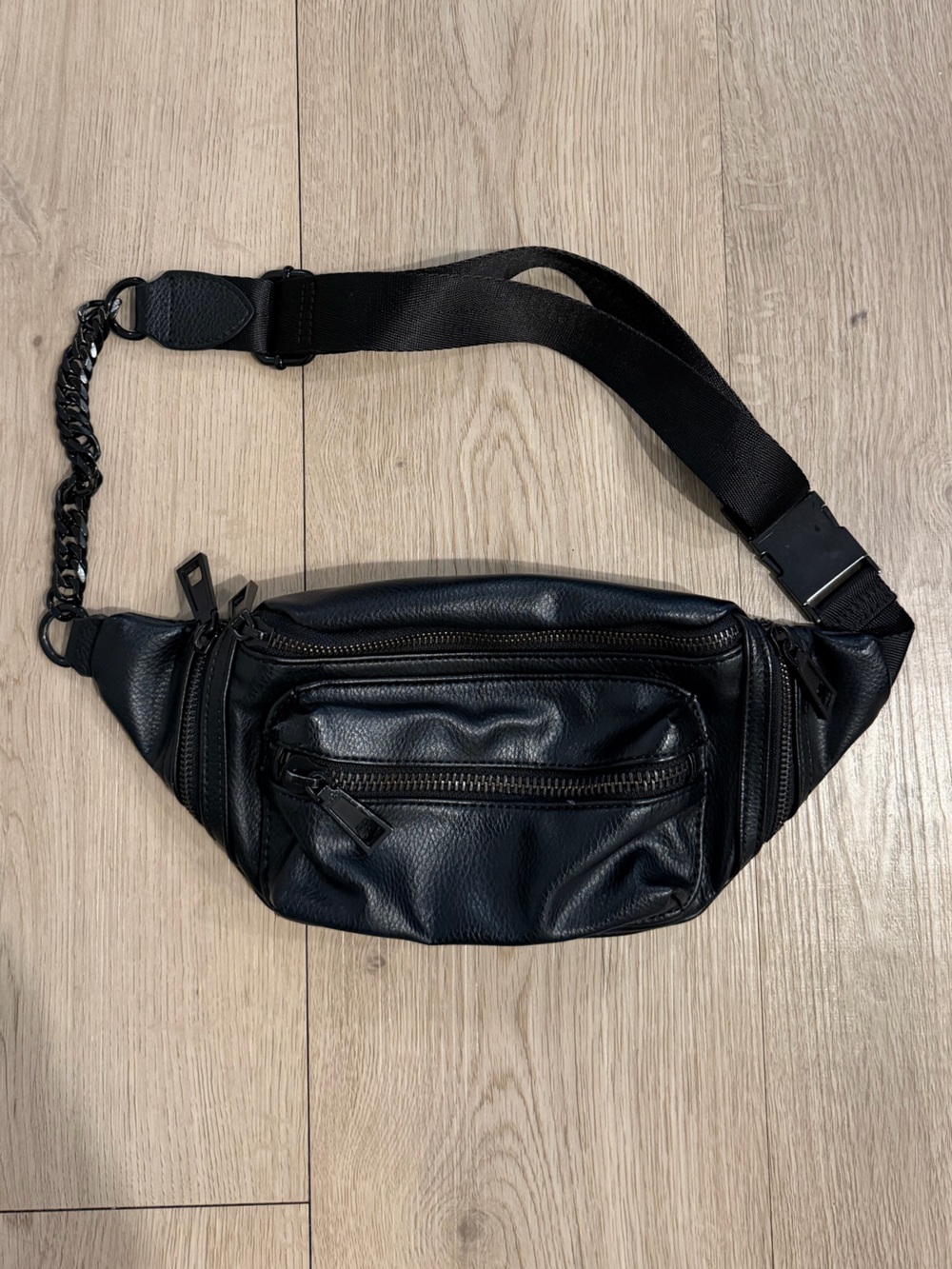 Aldo Black Faux Leather Crossbody Fanny Pack Belt Bag